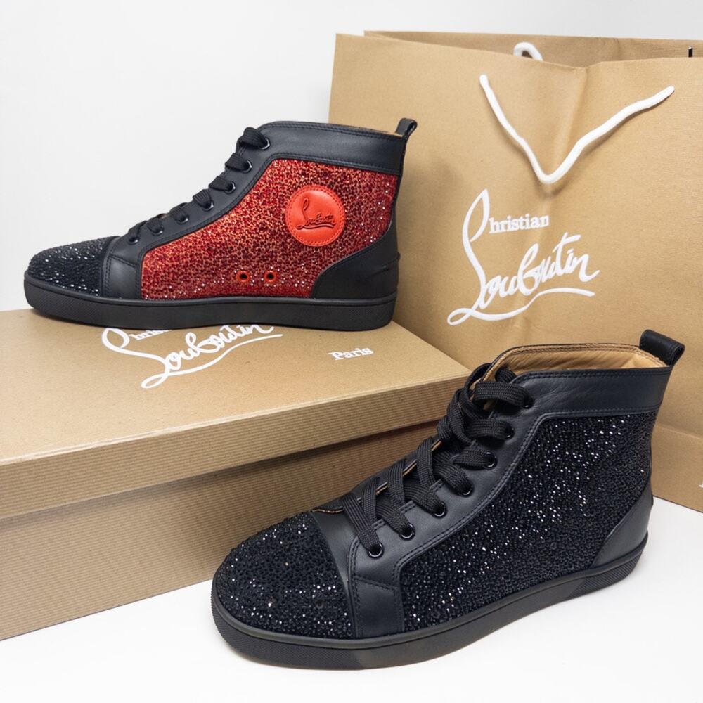 Christian Louboutin Sneakers Louis Flat Patent Crystals Size 43 EU 10 US